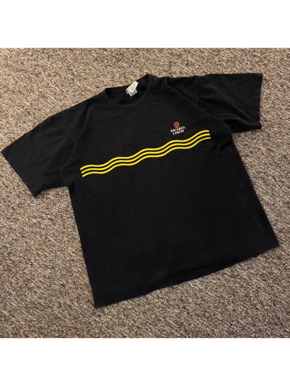 Vintage Bacardi Limon Graphic Promo Tee Black XL USA Made VTG 90s Alcohol Promo
